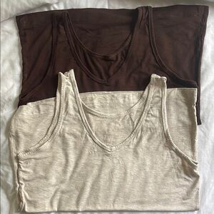 Coffee Brown and Cream Tank Tops